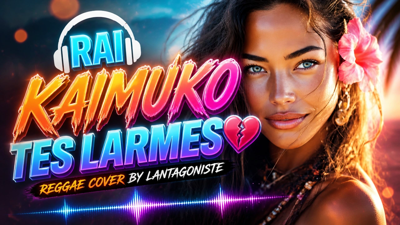 Miniature reggae mettant en avant le portrait d'une jeune femme polynésienne avec une fleur rose dans les cheveux, accompagnée du titre « Rai Kaimuko Tes Larmes ».